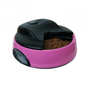 Кормушка автоматическая NDF1004 для собак и кошек на 4 кормления (розовая)